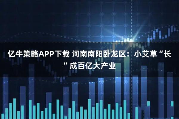 亿牛策略APP下载 河南南阳卧龙区：小艾草“长”成百亿大产业
