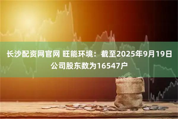长沙配资网官网 旺能环境：截至2025年9月19日公司股东数为16547户