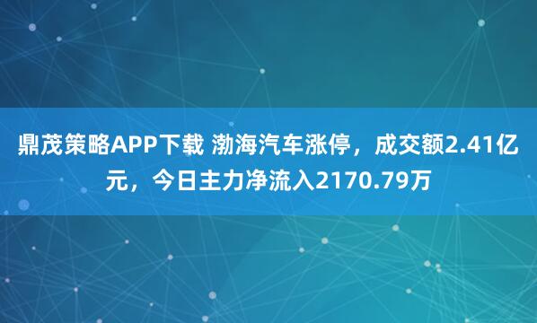 鼎茂策略APP下载 渤海汽车涨停，成交额2.41亿元，今日主力净流入2170.79万