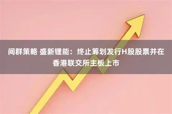 间群策略 盛新锂能：终止筹划发行H股股票并在香港联交所主板上市