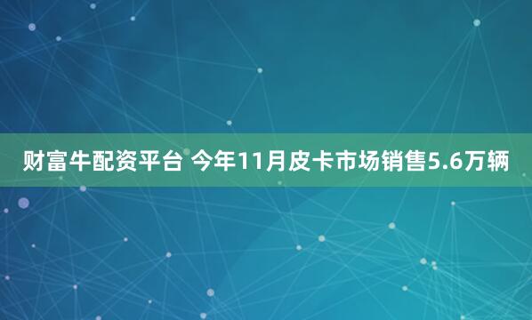 财富牛配资平台 今年11月皮卡市场销售5.6万辆