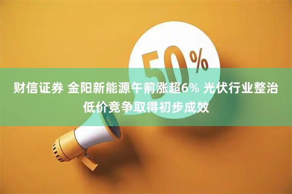 财信证券 金阳新能源午前涨超6% 光伏行业整治低价竞争取得初步成效